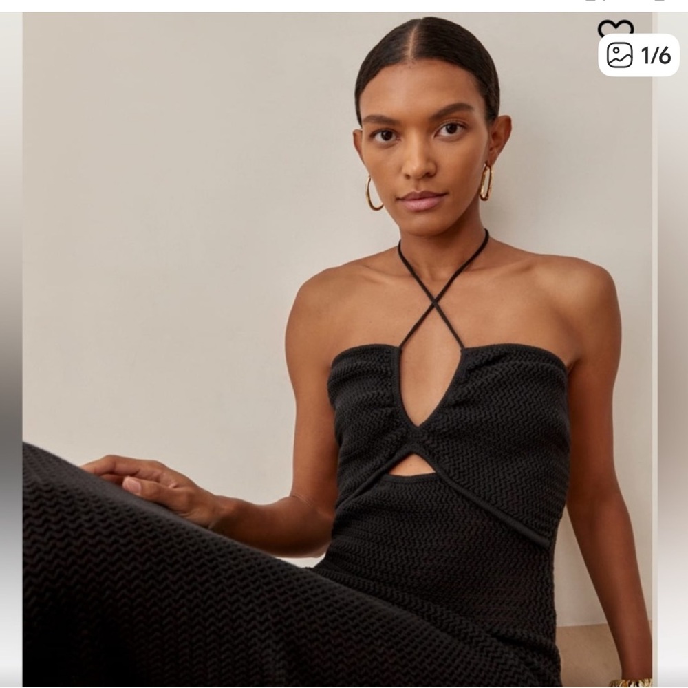 Reformation Elegant Black Knit Dress